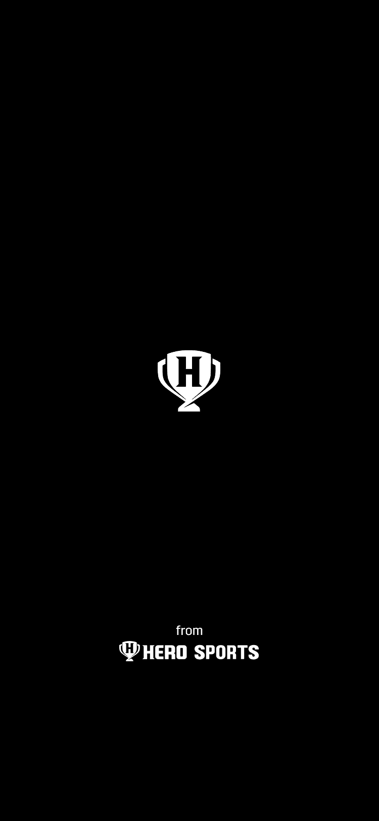 Black splash screen with a white H trophy.
